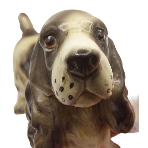 Vintage Enesco Ceramic Cocker Spaniel Dog Figurine E-2411 Black and White - Picture 2 of 9